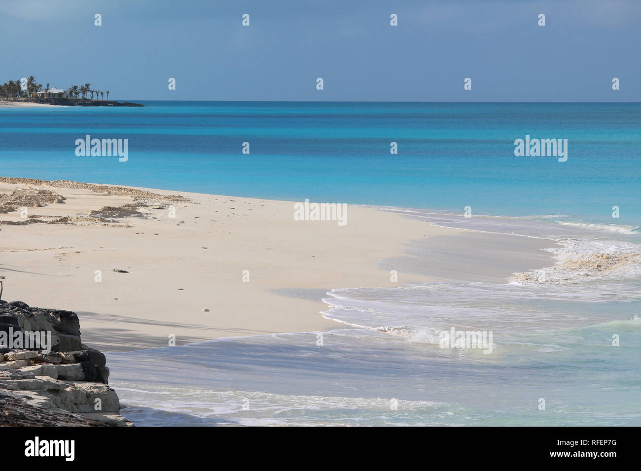 Tropical White Sand Beach With Blue Sea On Long Island In