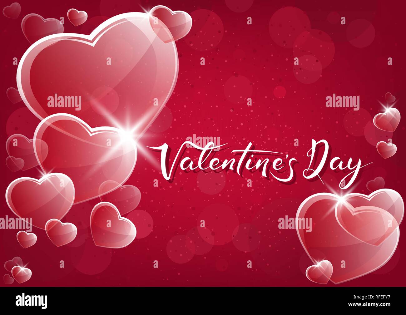 Red Valentine Background with Glassy Hearts Stock Vector Image & Art ...