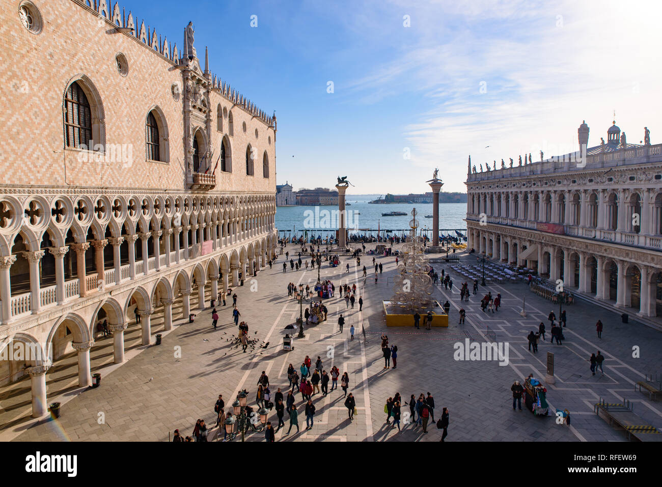 View of St Mark's Square (Piazza San Marco) and Doge's Palace, Venice, Italy Stock Photo
