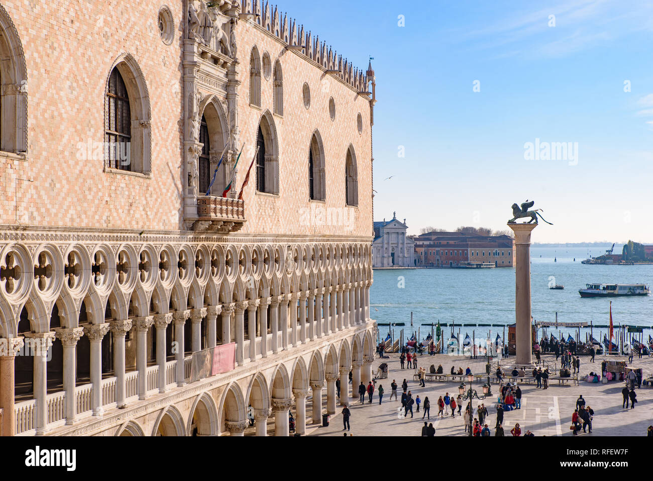 View of St Mark's Square (Piazza San Marco) and Doge's Palace, Venice, Italy Stock Photo