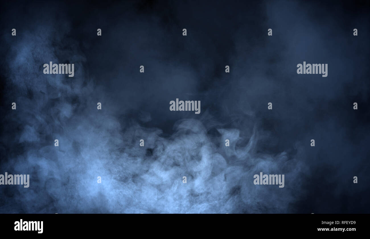 Blue-gray fog or smoke on dark copy space background. Vector