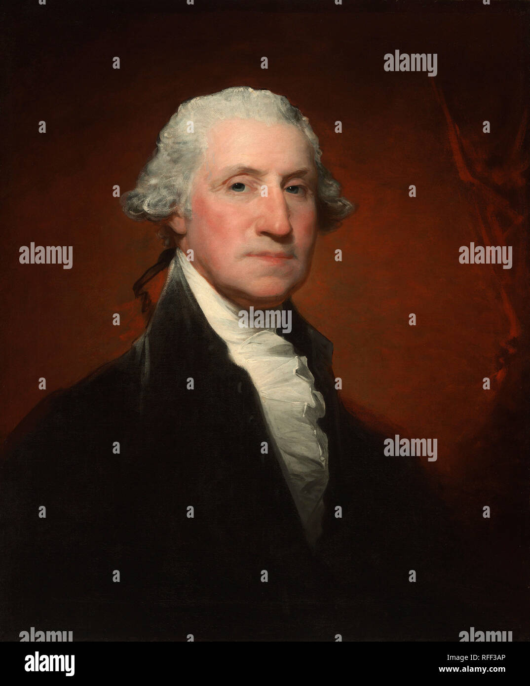 George Washington (Vaughan-Sinclair portrait). Dated: 1795. Dimensions: overall: 73.8 x 61.1 cm (29 1/16 x 24 1/16 in.)  framed: 92.7 x 80 x 9.5 cm (36 1/2 x 31 1/2 x 3 3/4 in.). Medium: oil on canvas. Museum: National Gallery of Art, Washington DC. Author: GILBERT STUART. Stock Photo