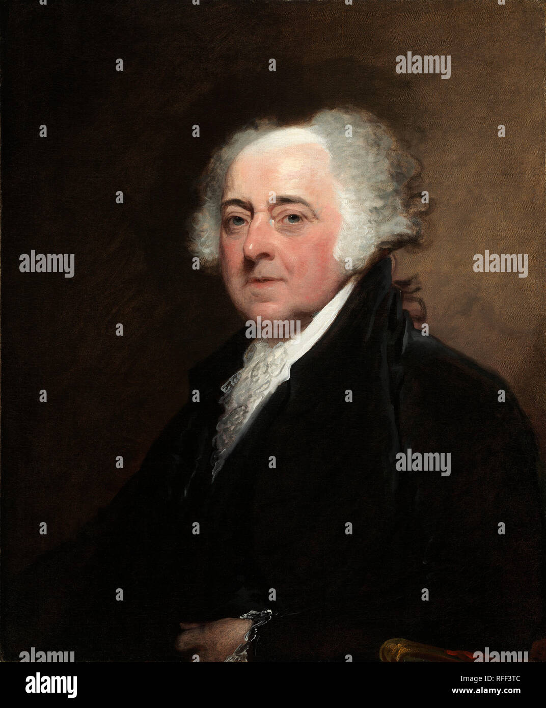 John Adams. Dated: c. 1800/1815. Dimensions: overall: 73.7 x 61 cm (29 x 24 in.)  framed: 97.5 x 84.5 x 10.8 cm (38 3/8 x 33 1/4 x 4 1/4 in.). Medium: oil on canvas. Museum: National Gallery of Art, Washington DC. Author: GILBERT STUART. Stock Photo