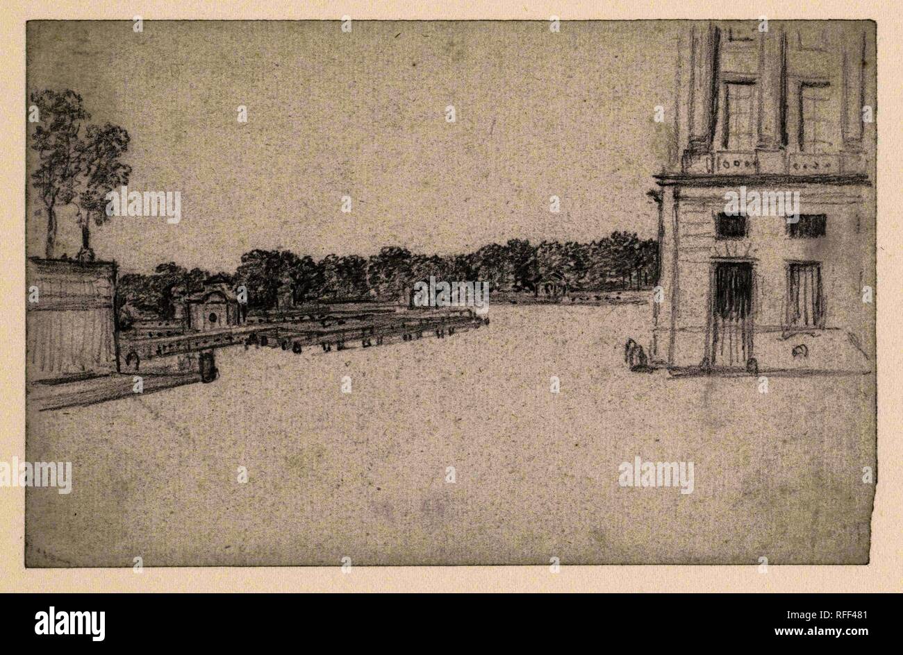 Place de la Concorde. Draughtsman: Georges Michel. Dating: 1773 - 1843. Measurements: h 100 mm × w 155 mm. Museum: Rijksmuseum, Amsterdam. Stock Photo