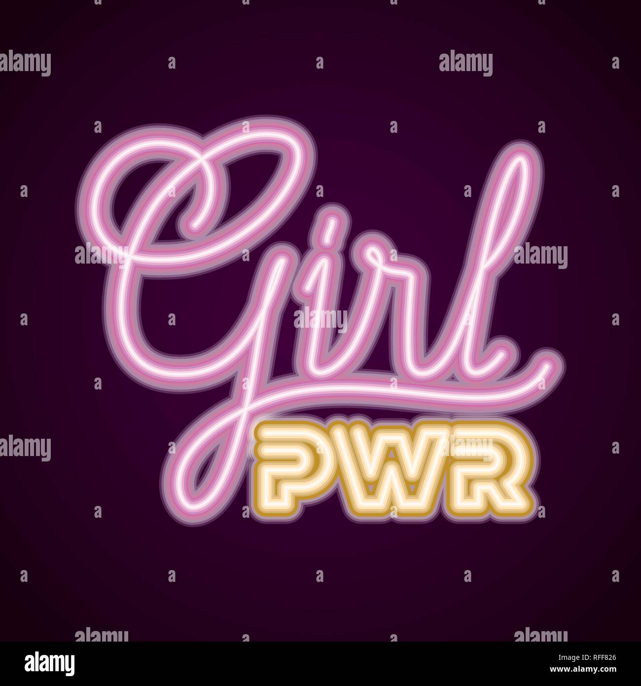 girl power phrase with neon light Stock Vector