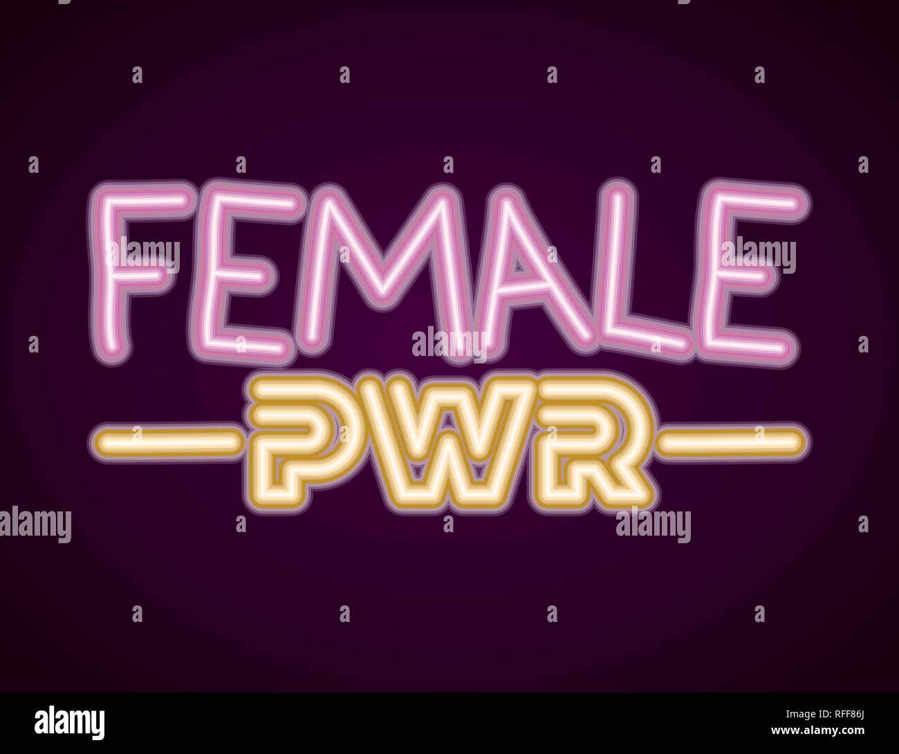 female power phrase with neon light Stock Vector