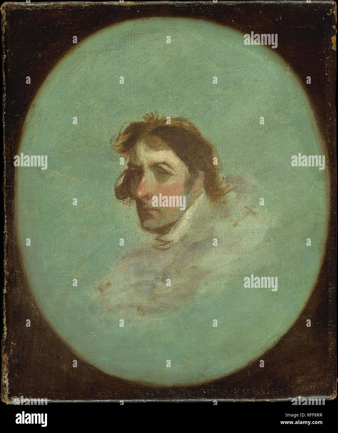 Portrait of the Artist. Artist: Gilbert Stuart (American, North Kingston, Rhode Island 1755-1828 Boston, Massachusetts). Dimensions: 10 5/8 x 8 7/8 in. (27 x 22.5 cm). Date: ca. 1786.  Preserved on a label found on the back of this picture are excerpts from a letter dated December 6, 1884, in which Jane Stuart, the artist's youngest daughter, wrote of the work and her father, 'He painted a small sketch of himself for my mother (in London after great persuasion) but could not be induced to finish it.' This suggests that the portrait was painted when Stuart was about age thirty, shortly after hi Stock Photo