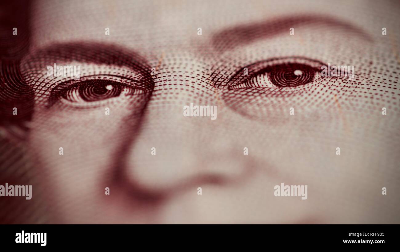 Closeup Of Queen Elizabeth Ii Eyes On A 50 Banknote Stock Photo Alamy
