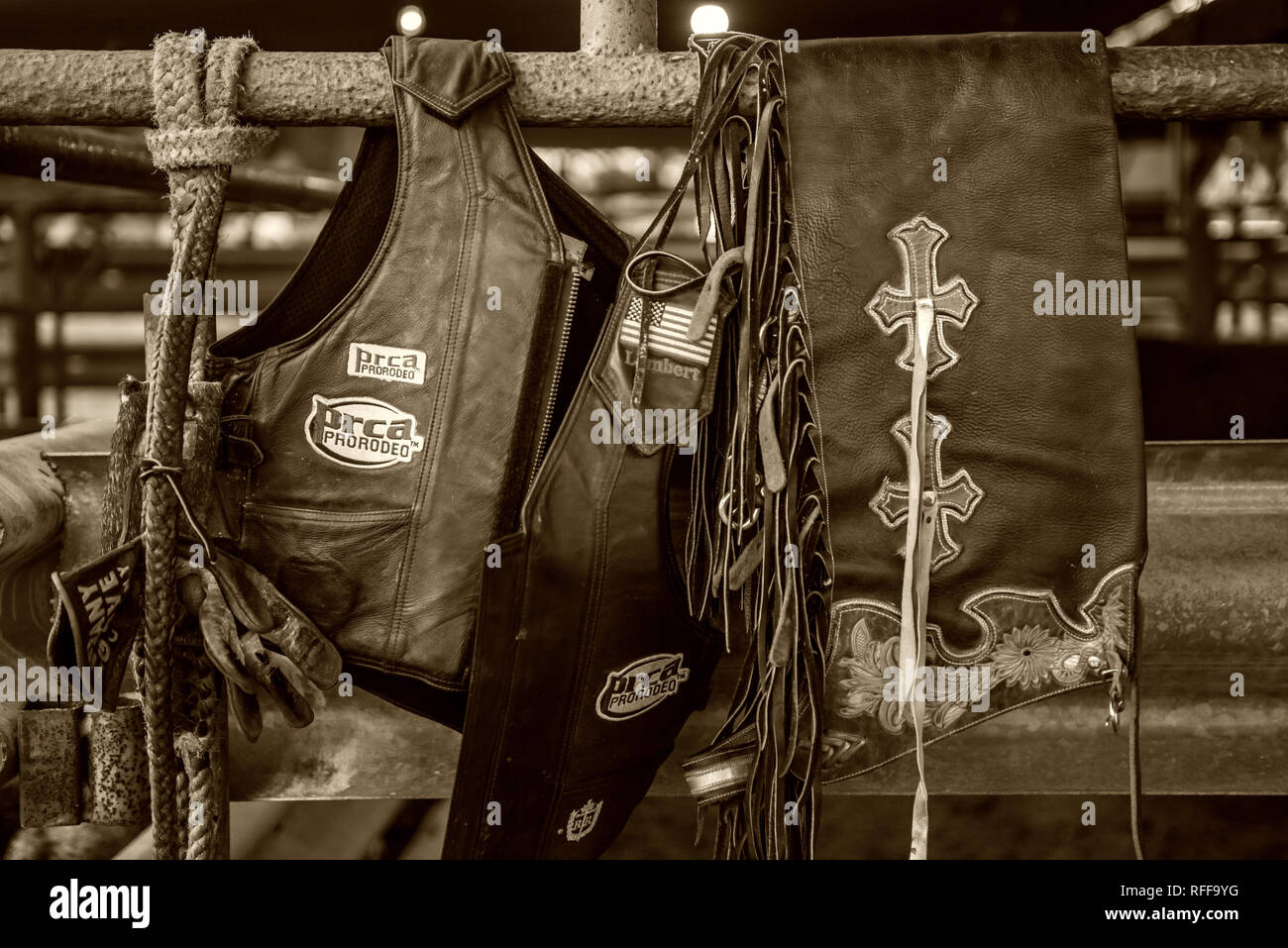 Western rodeo cowboy gear Stock Photo