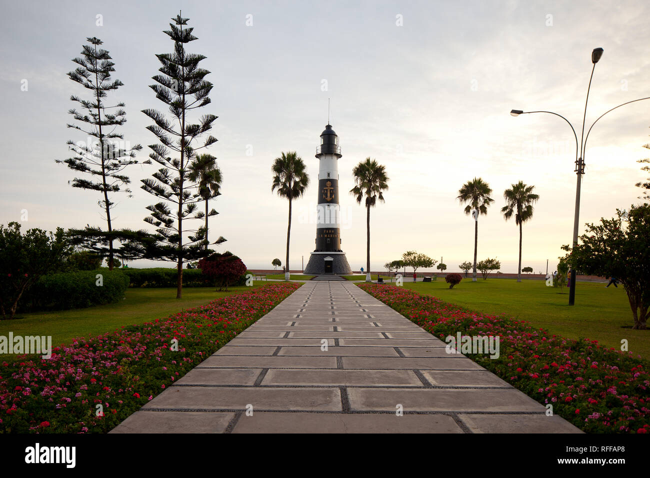 The emblematic lighthouse of Miraflores in Lima,Peru Stock Photo