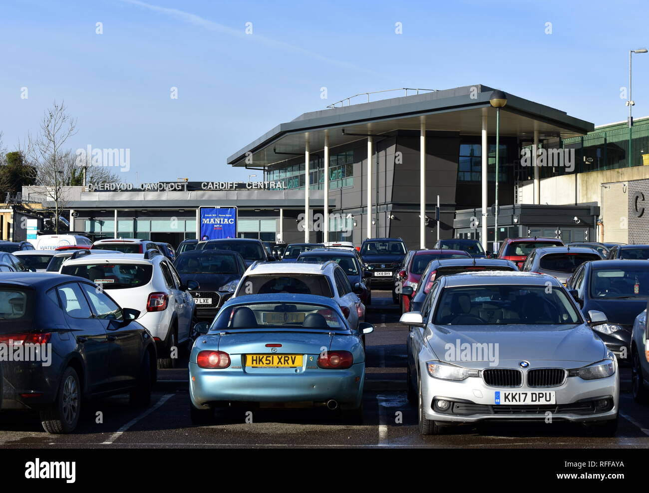 Cars parked outside Cardiff Central station, Cardiff, South Glamorgan,  Wales Stock Photo - Alamy