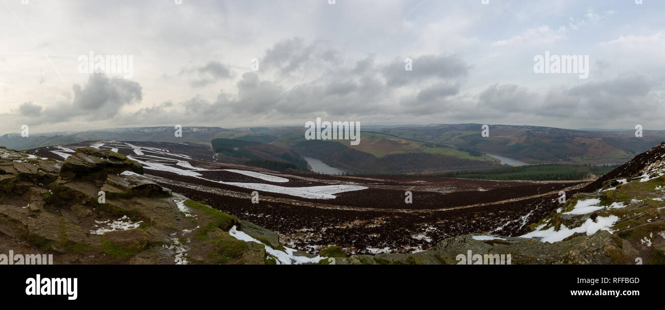 View from Win Hill Over Ladybower reservoir, Peak District, UK Stock Photo