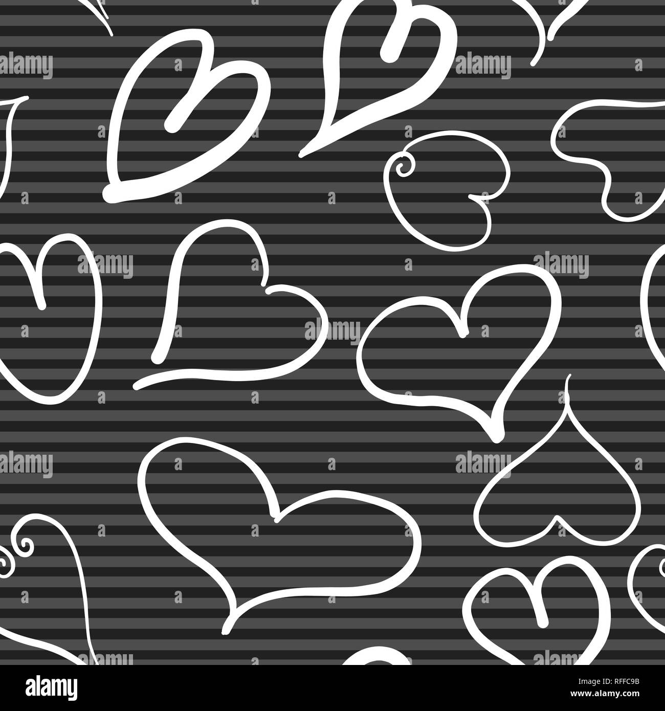 Abstract seamless pattern with white hearts and striped background ...