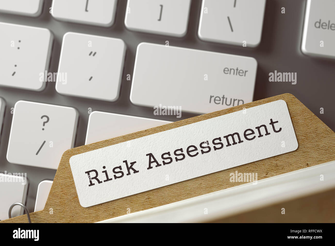 File Card with Risk Assessment. 3d Rendering. Stock Photo