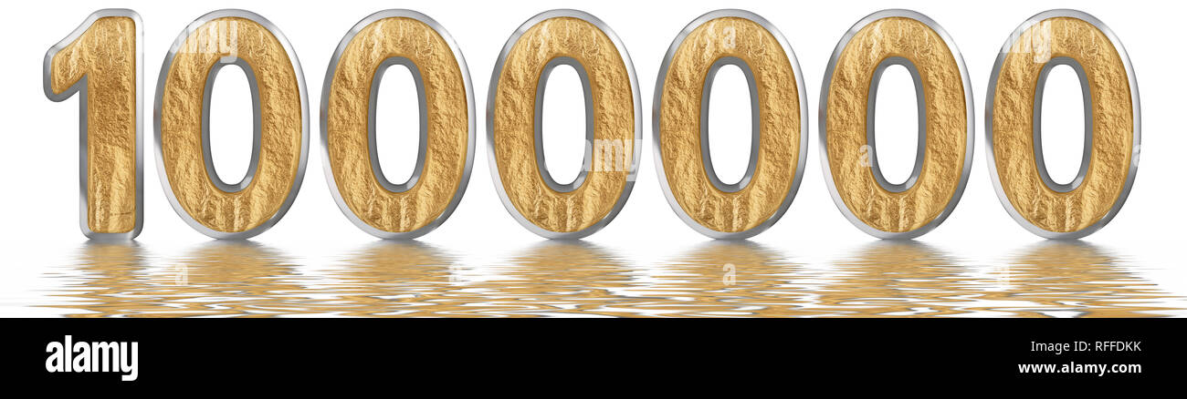 Numeral 1000000 one million reflected on the water surface isolated Numeral 1000000 one million reflected on the water surface isolated