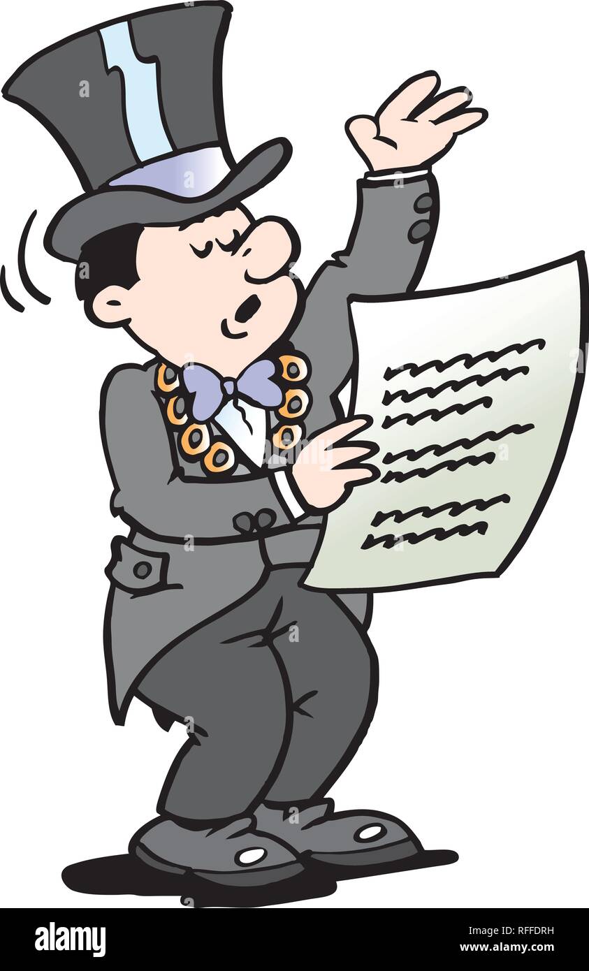 Cartoon Vector illustration of a Mayor reading a Notice Stock Vector