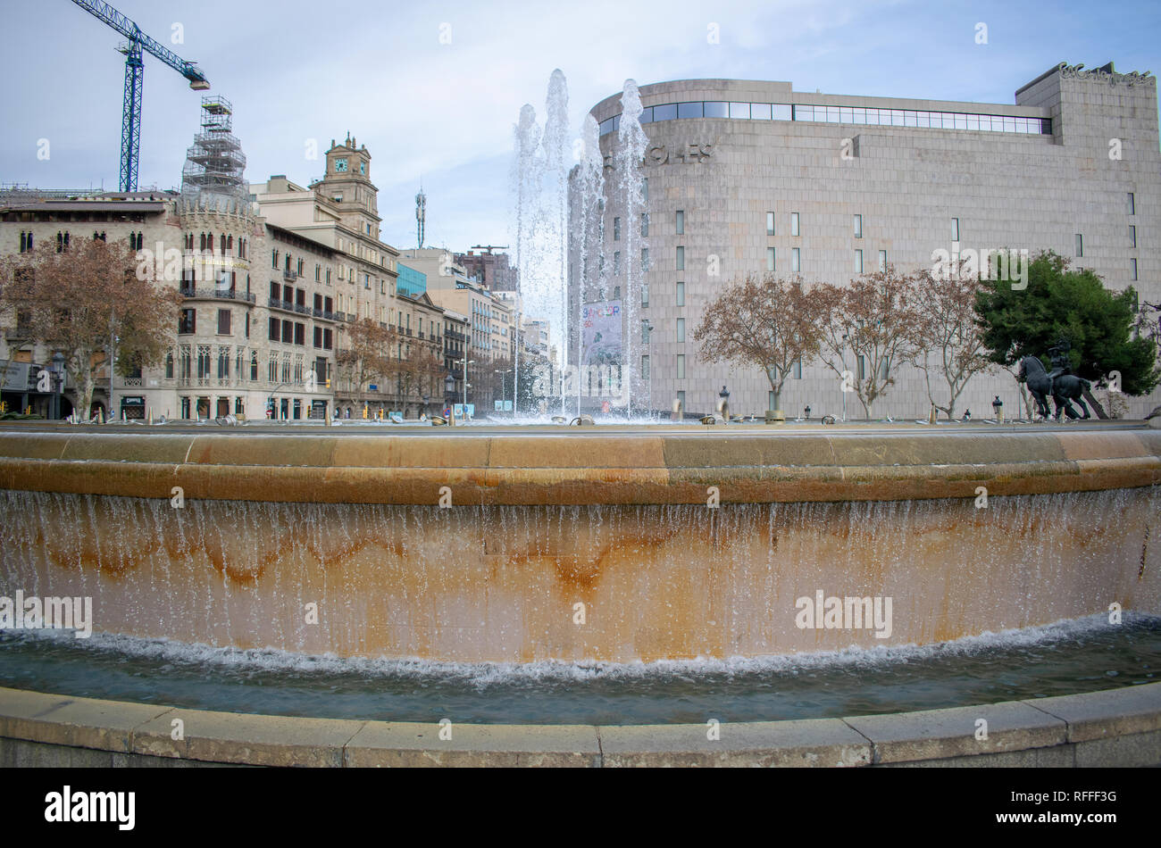 Barcelona Fountains Stock Photo Alamy