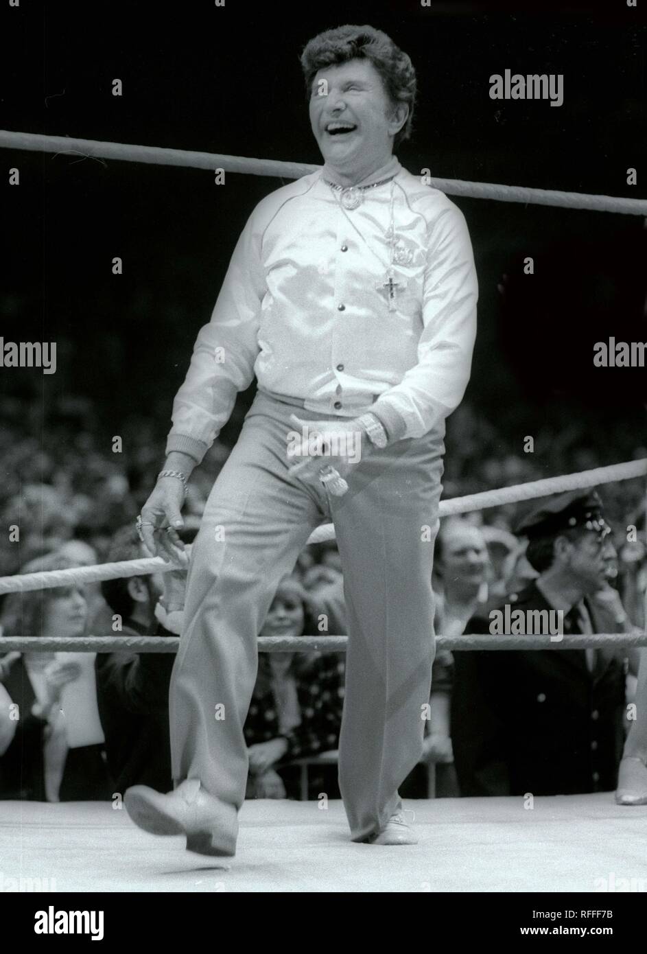 Liberace at Wrestlemania 1 at Madison Square Garden in New York City on March 31, 1985.  Photo By Adam Scull/PHOTOlink/MediaPunch Stock Photo