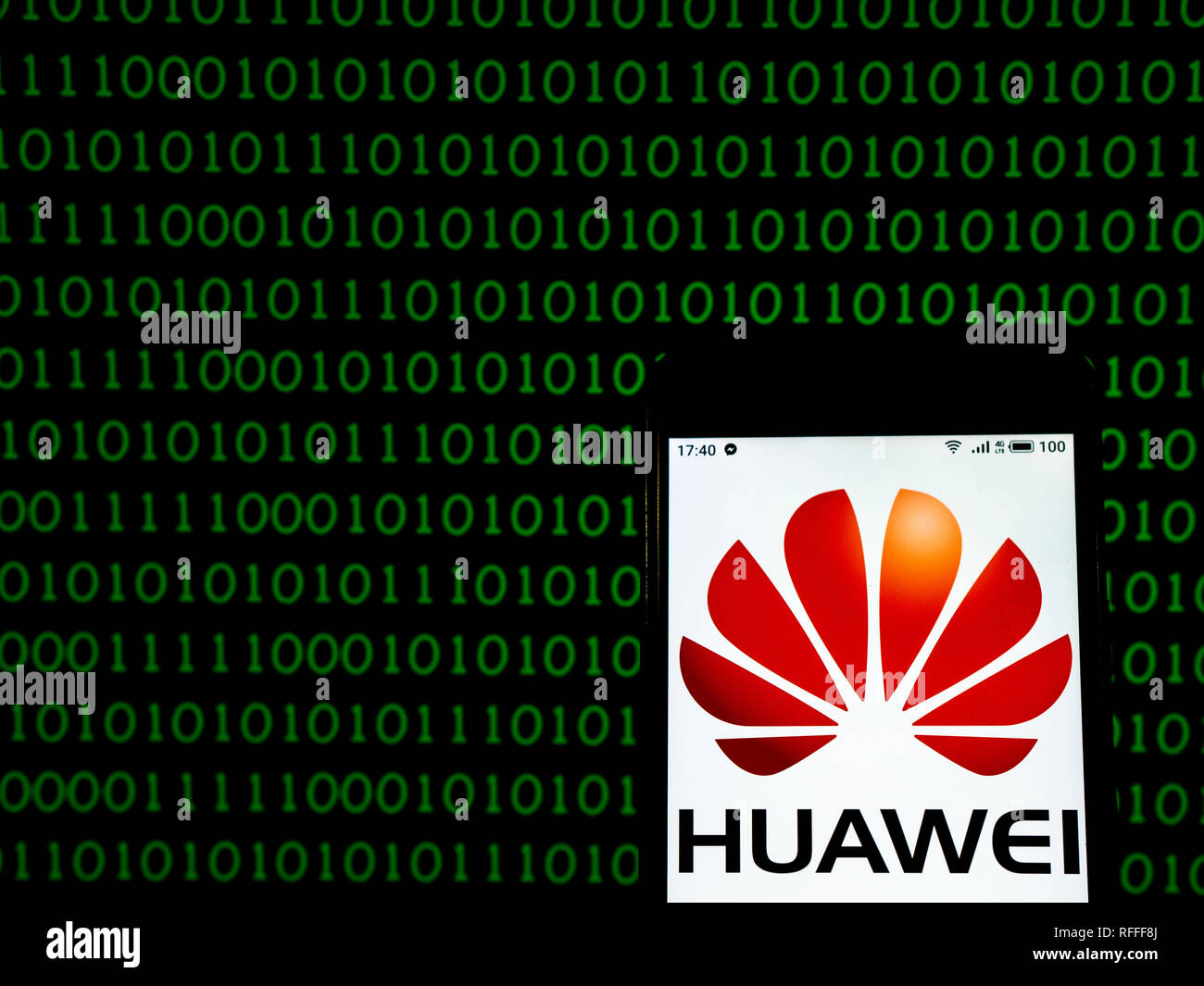 Huawei Technologies Co., Ltd. logo seen displayed on smart phone Stock