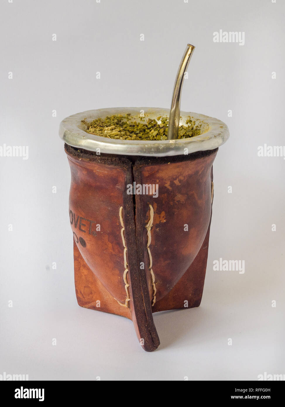 Mate or pumpkin to drink yerba mate infusions, detail Stock Photo