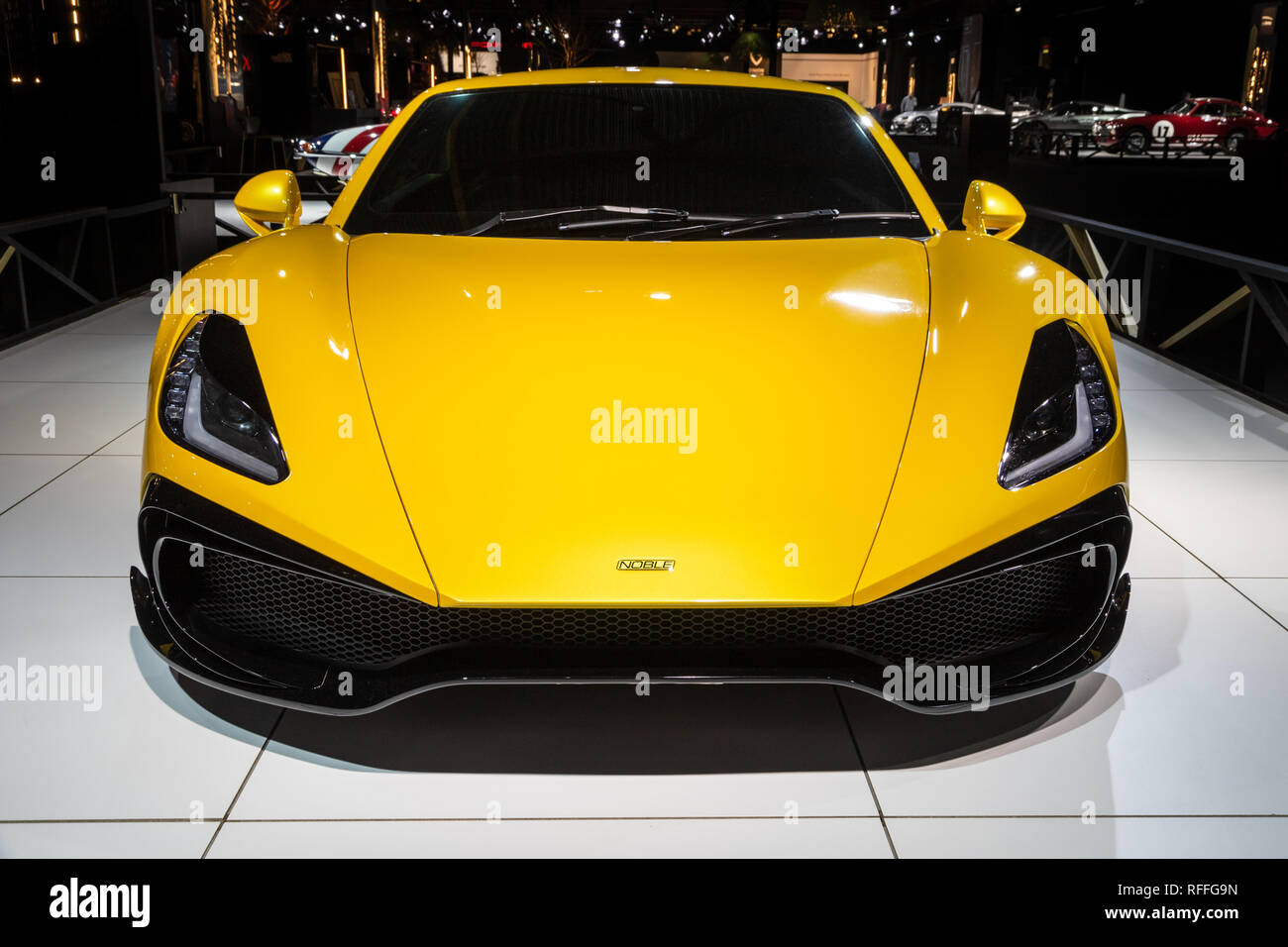 BRUSSELS - JAN 18, 2019: Noble M500 sports car showcased at the 97th Brussels Motor Show 2019 Autosalon. Stock Photo