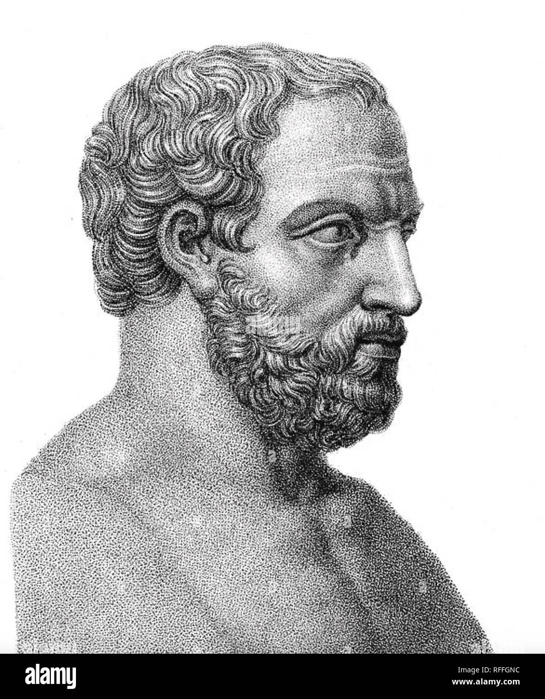 THUCYDIDES (c 460-c 400 BC) Athenian historian and army commander. Engraving based on Greek original of the fourth century BC. Stock Photo