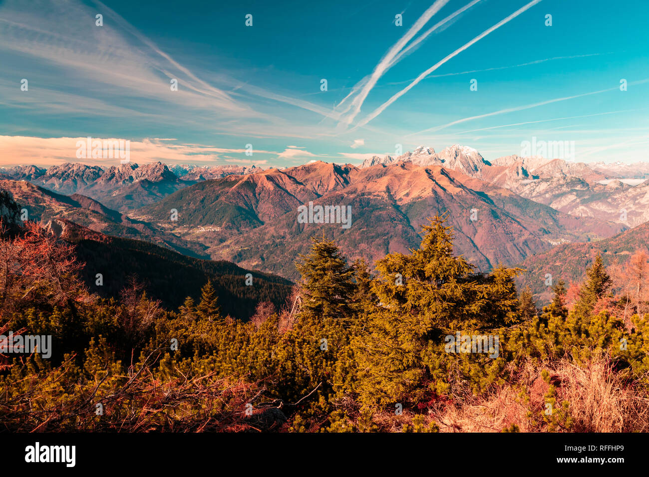 Sunny day in the carnic alps during a colorful autumn Stock Photo - Alamy