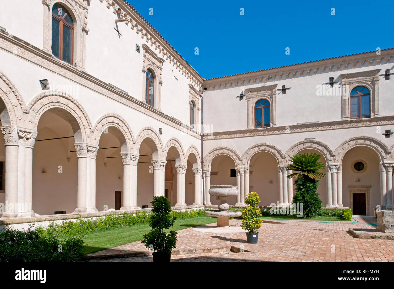 Cloister, benedictine abbey of st. michael the archangel, montescaglioso, province of matera, Basilicata, italy, europe Stock Photo