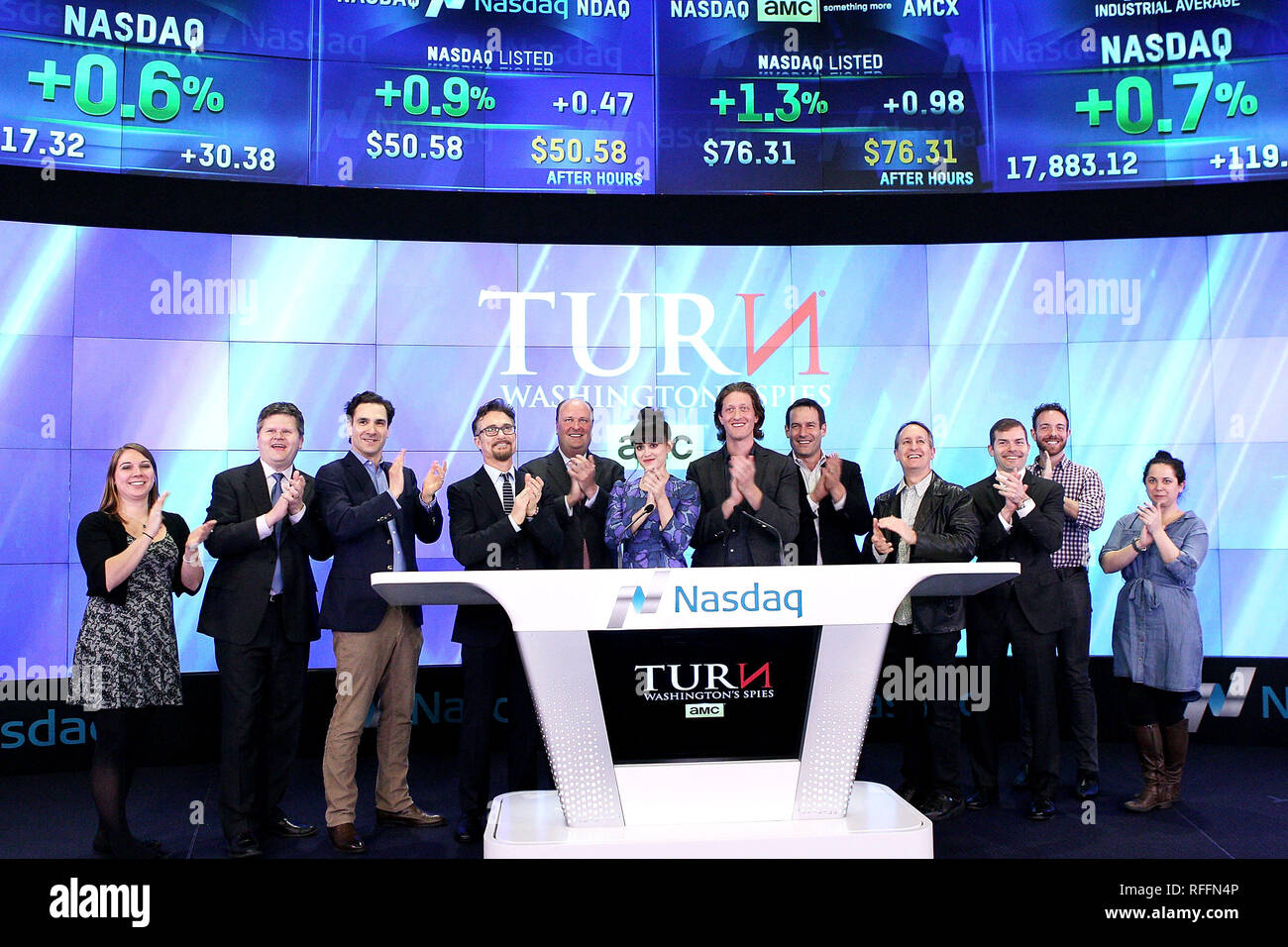 New York, USA. 06 Apr, 2015. Actress, Heather Lind at The Monday, Apr 6, 2015 The Cast Of 'TURN: Washington's Spies' Ring The NASDAQ Closing Bell  at NASDAQ MarketSite in New York, USA. Credit: Steve Mack/S.D. Mack Pictures/Alamy Stock Photo