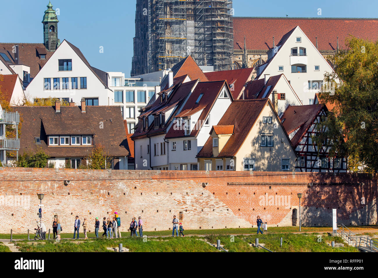 Ulm, skyline of the Old Town Germany,  Ulmer MŸnster church, Stock Photo