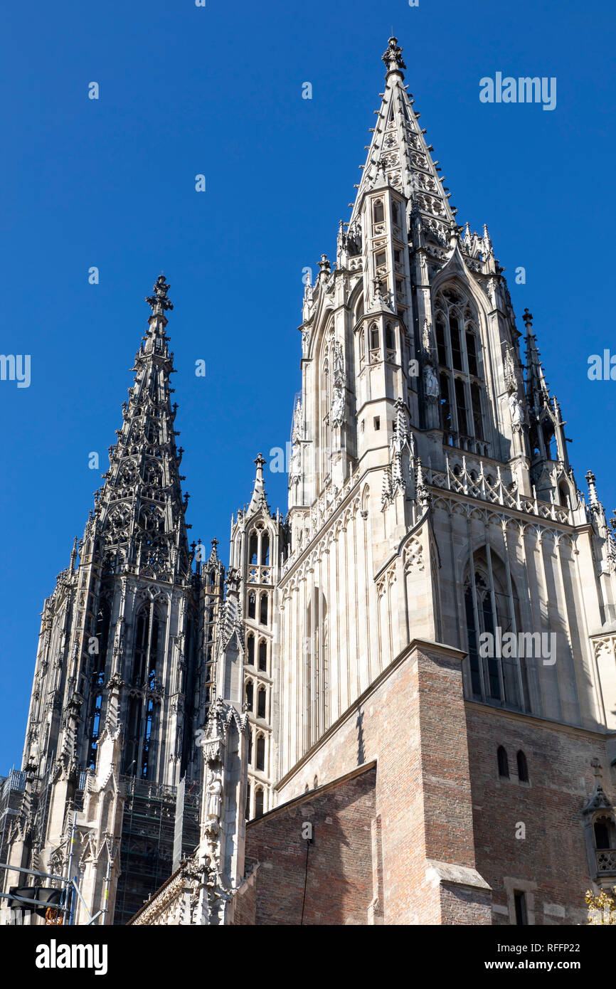 Ulm, tower of Ulm Minster, highest church tower in the world, Germany Stock Photo