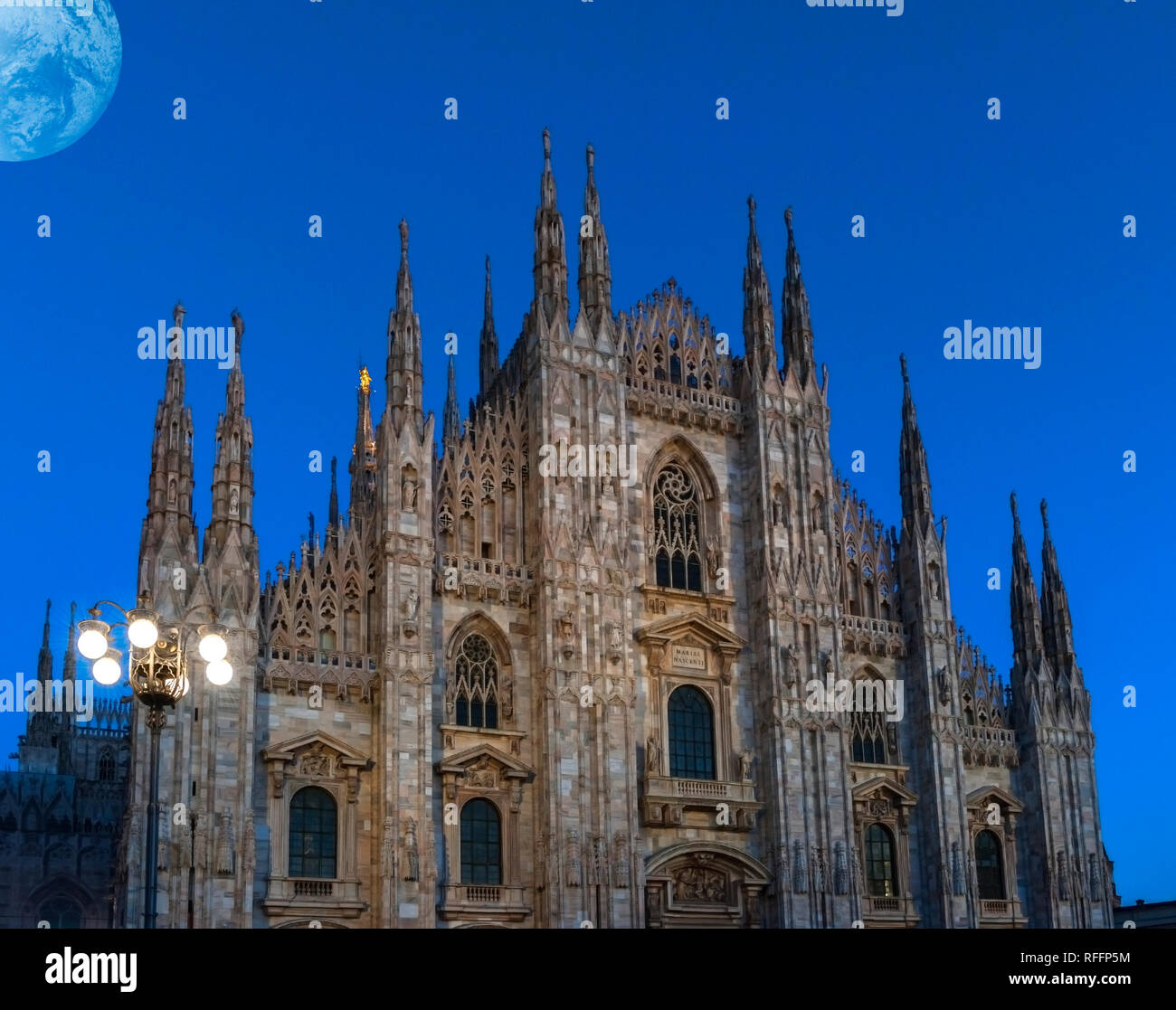Milan cathedral at night during Christmas period Stock Photo