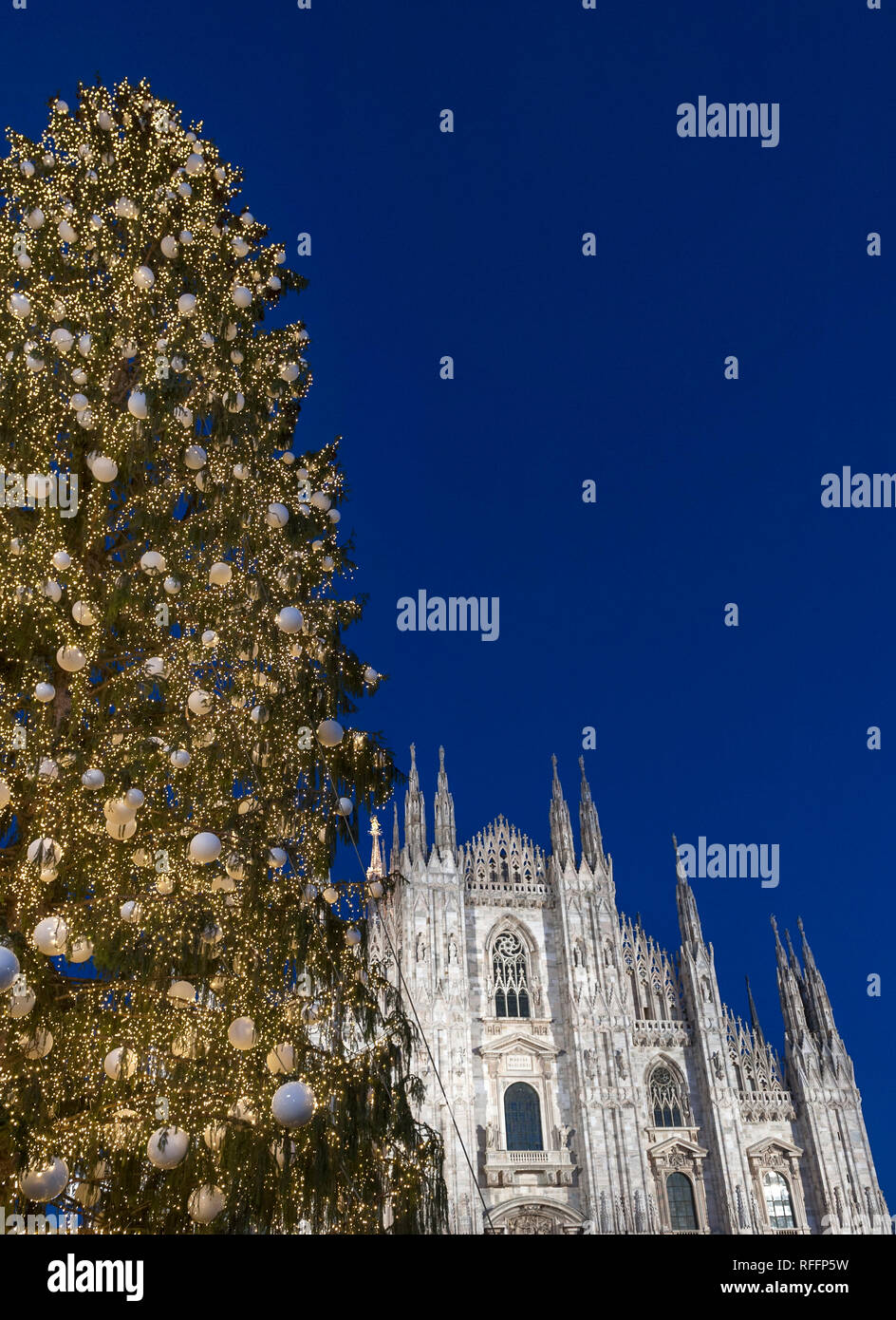 Milan cathedral at night during Christmas period Stock Photo