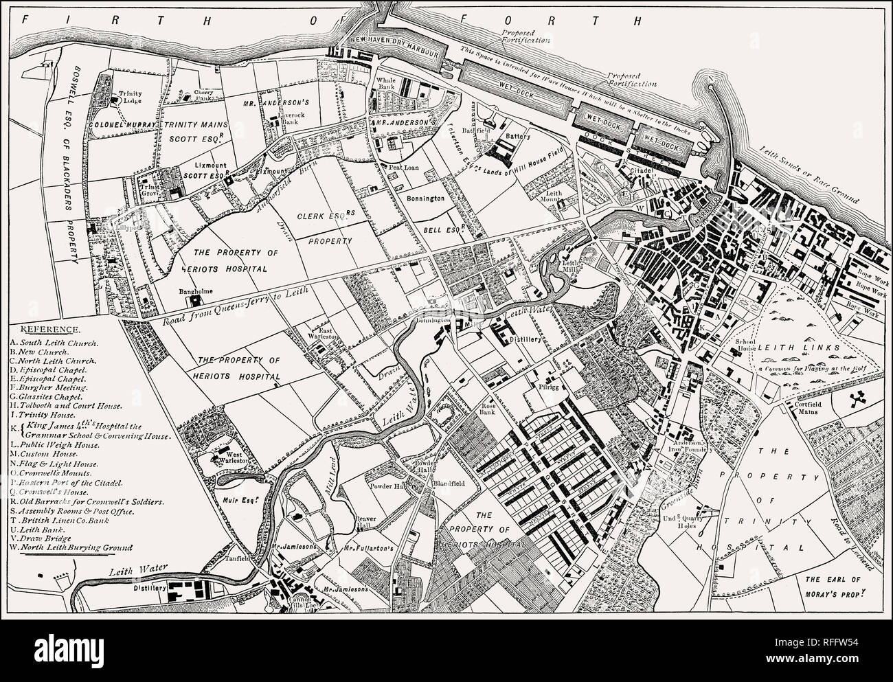 Plan of Leith, 1804, Edinburgh, Scotland Stock Photo