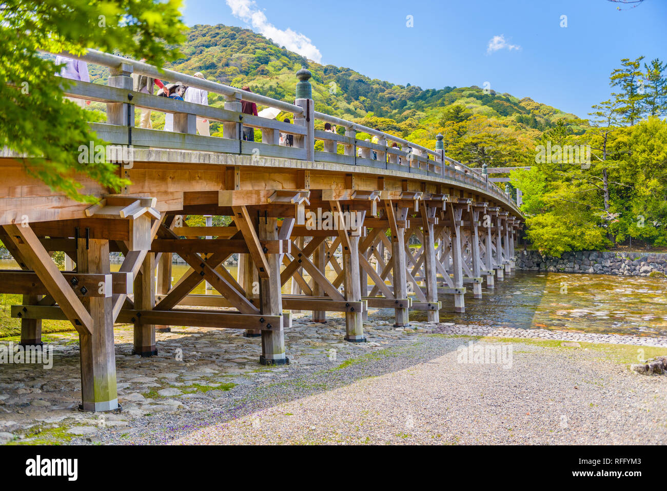 Ise, Japan at Uji Bridge of Ise Grand Shrine. Stock Photo