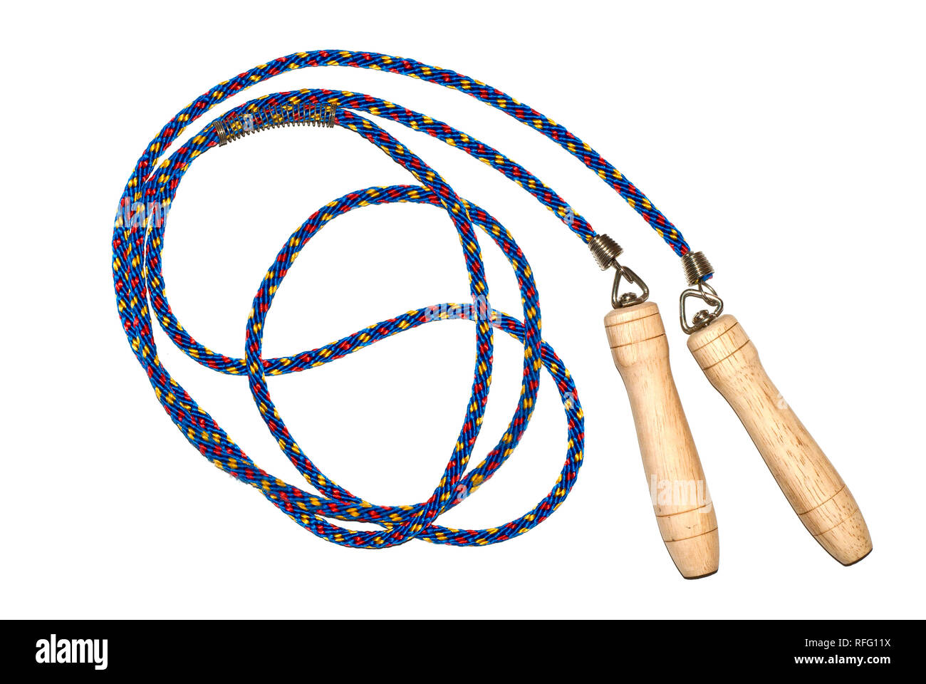 Colorful rope and wooden handle of Jumping rope Stock Photo Alamy