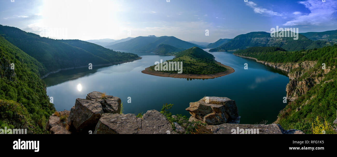 Arda river - Kurdjali dam meander in Bulgaria during summer Stock Photo