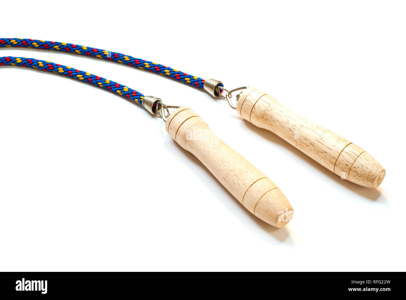 Colorful rope and wooden handle of Jumping rope Stock Photo - Alamy