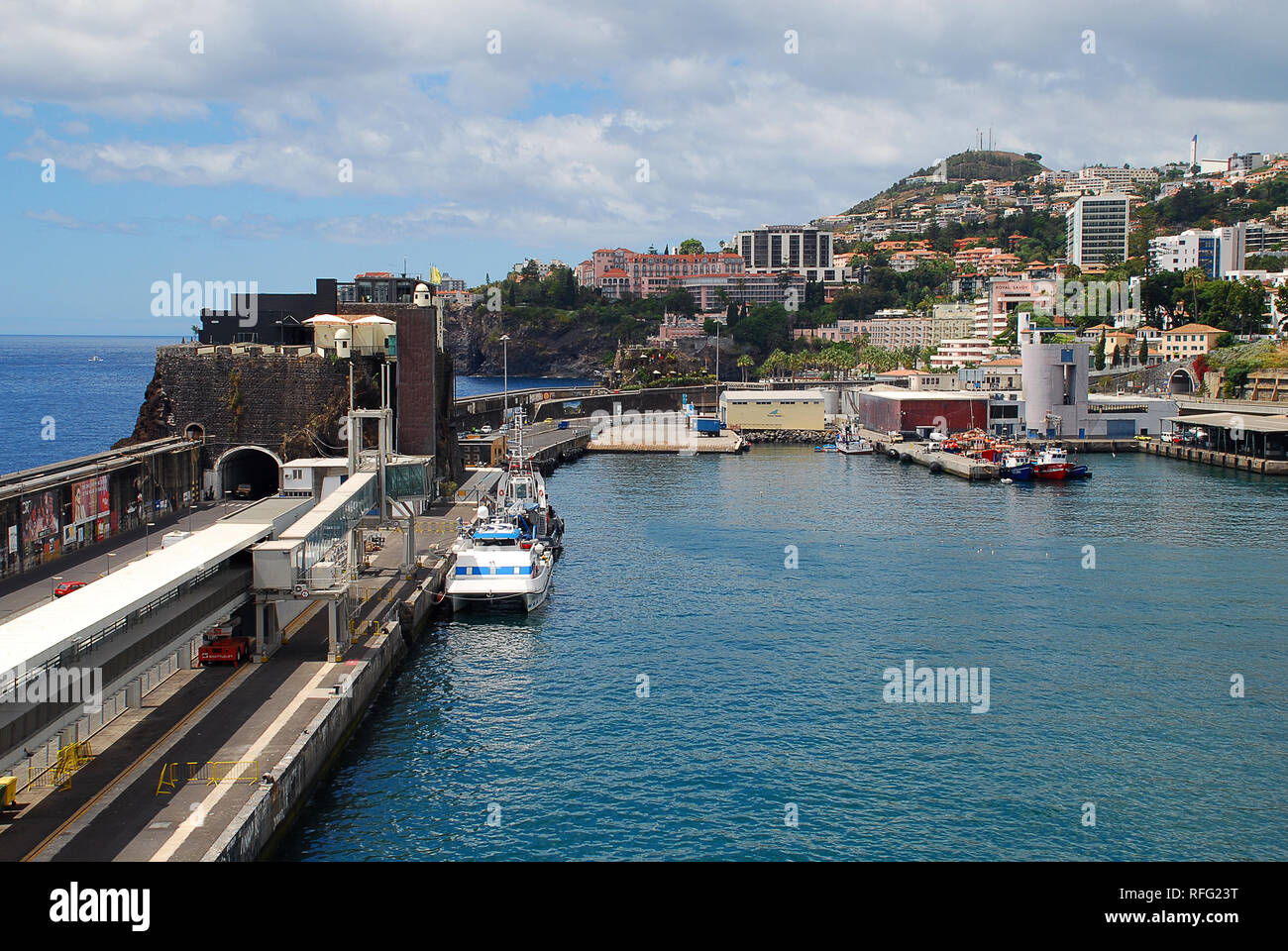 Madeira's Port in Funchal, Portugal. The harbor of Funchal was the only