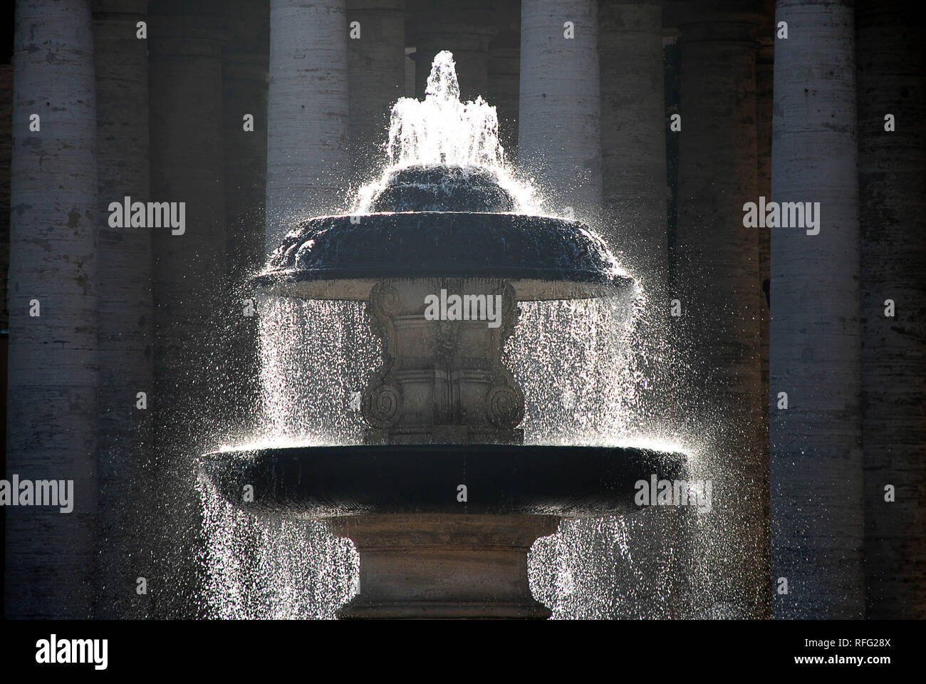 Fountain before St Peters Basilica in Vatican Stock Photo