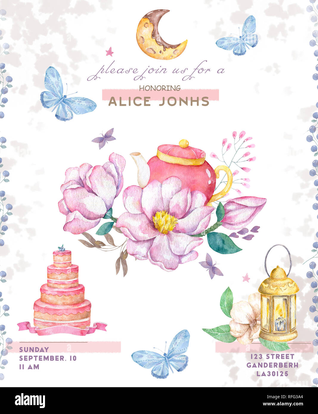 Happy Birthday Card Set Watercolor Balloons
