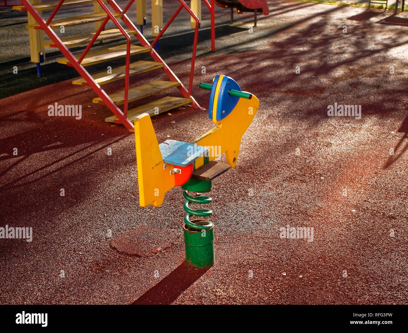 Sunny autumn day at the children's Playground, Moscow Stock Photo