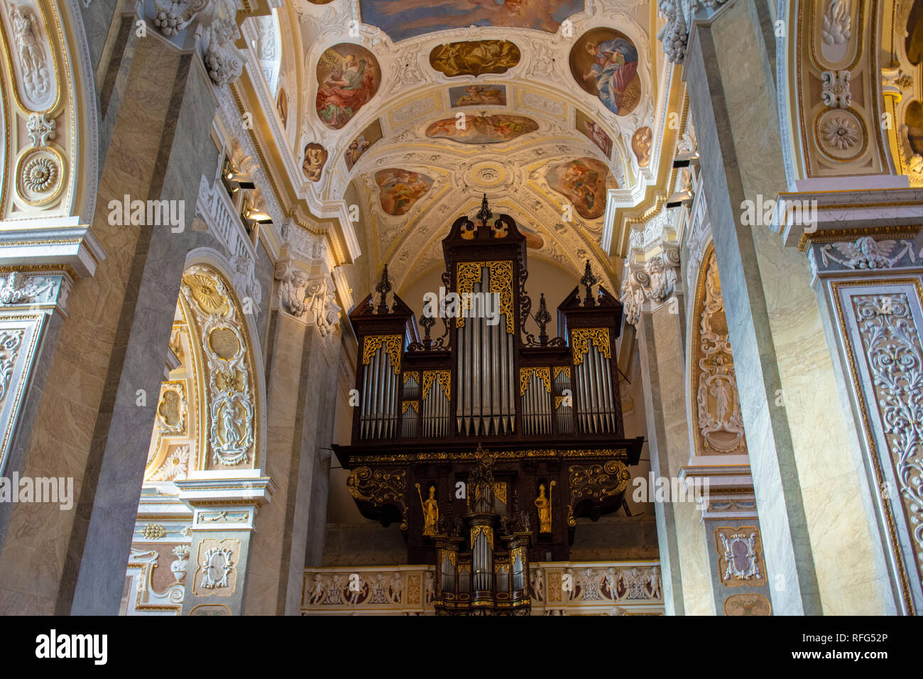 Old Pipe Organ in Klosterneuburg Monastery Stock Photo
