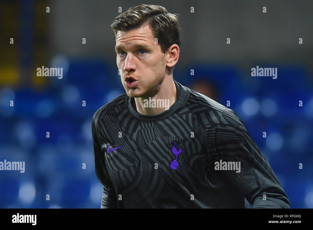 LONDON, UK 24 JANUARY Tottenham defender Jan Vertonghen captains the side during the Carabao Cup match between Chelsea and Tottenham Hotspur at Stamford Bridge, London on Thursday 24th January 2019. (Photo Credit: MI News & Sport) Stock Photo