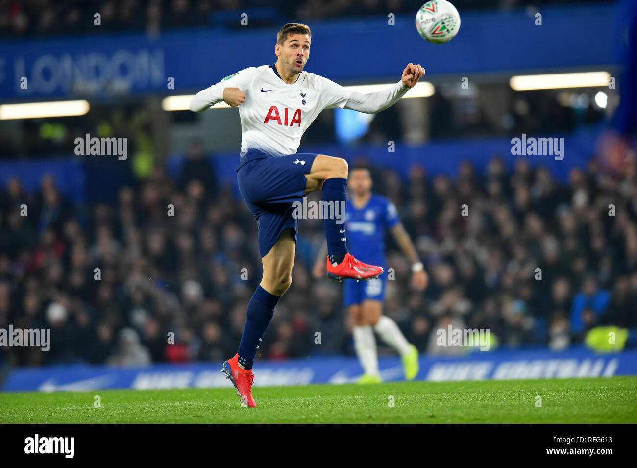 LONDON, UK 24 JANUARY  Tottenham forward Fernando Llorente in action during the Carabao Cup match between Chelsea and Tottenham Hotspur at Stamford Bridge, London on Thursday 24th January 2019. (Photo Credit: MI News & Sport) Stock Photo