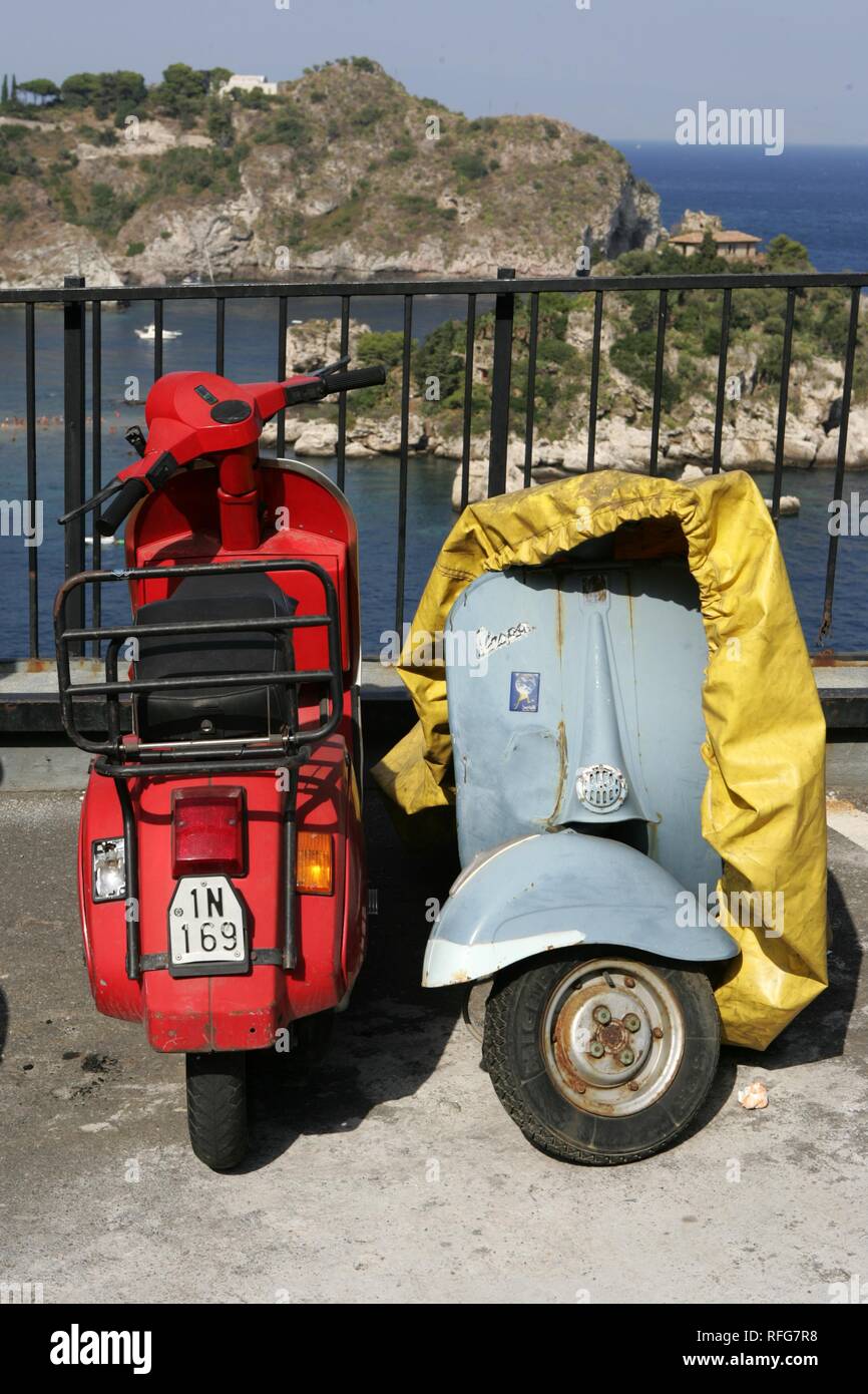 ITA, Italy, Sicily The town of Taormina, in the northeast of the