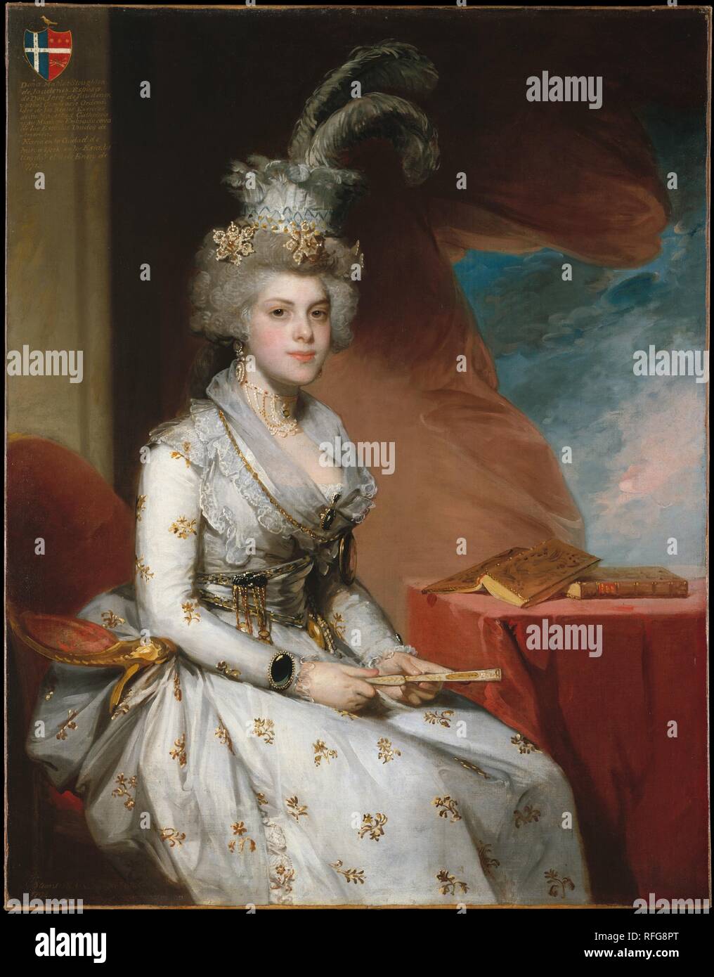 Matilda Stoughton de Jaudenes. Artist: Gilbert Stuart (American, North Kingston, Rhode Island 1755-1828 Boston, Massachusetts). Dimensions: 50 5/8 x 39 1/2 in. (128.6 x 100.3 cm). Date: 1794.  The sixteen-year-old bride of Josef de Jáudenes, Matilda Stoughton (1778-after 1822), was an American whose father served as Spain's consul in Boston for thirty years. Although her richly fashionable costume and jewelry would have been regarded as excessive for a young Anglo-Saxon, the splendor was completely appropriate for the wife of a wealthy and ambitious Spanish diplomat. Matilda's portrait is a ha Stock Photo