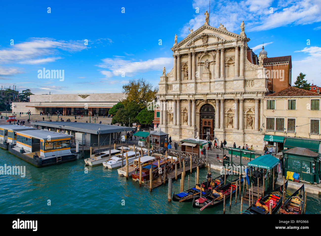 Santa Maria di Nazareth Church and Venezia Santa Lucia railway station, Venice, Italy Stock Photo