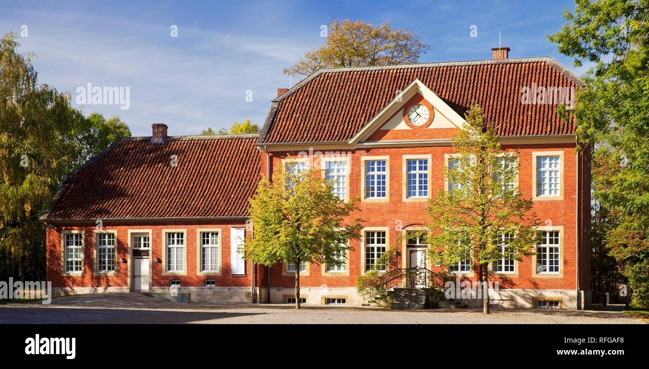 Museum of Westphalian Literature, manor house, cultural property Haus Nottbeck, Oelde, Münsterland, North Rhine-Westphalia Stock Photo