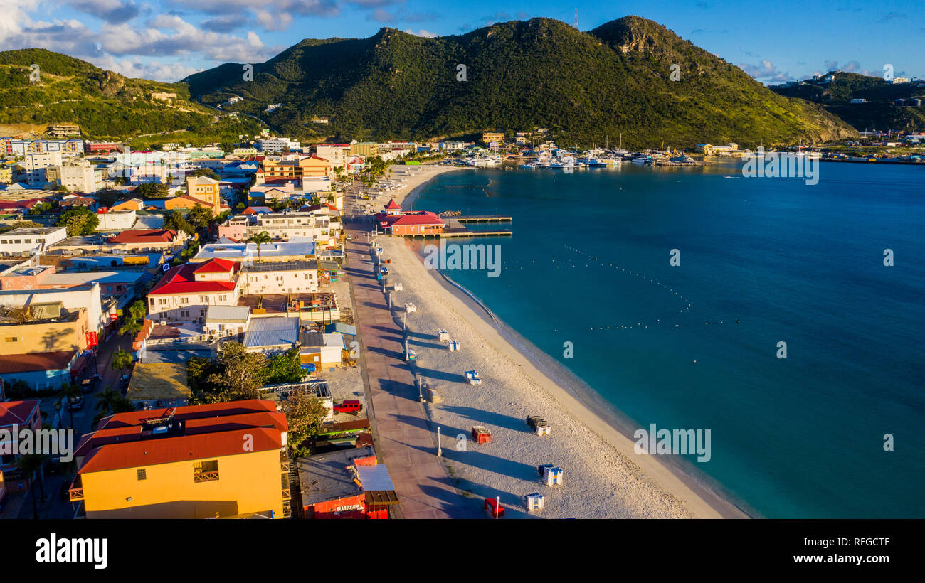 Bowardwalk, Philipsburg, Saint Martin Island, St Martin, Sint Maarten Caribbean Sea Stock Photo